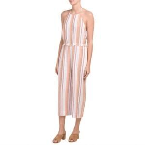 Anthropologie Cloth & Stone Linen Striped Halter Jumpsuit